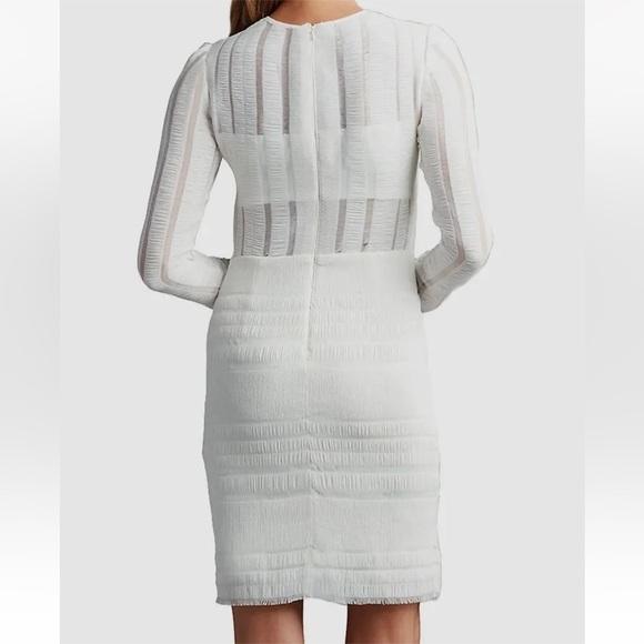 SHO Tadashi Shoji Long Sleeve White Cocktail Dress Size L - Picture 2 of 10